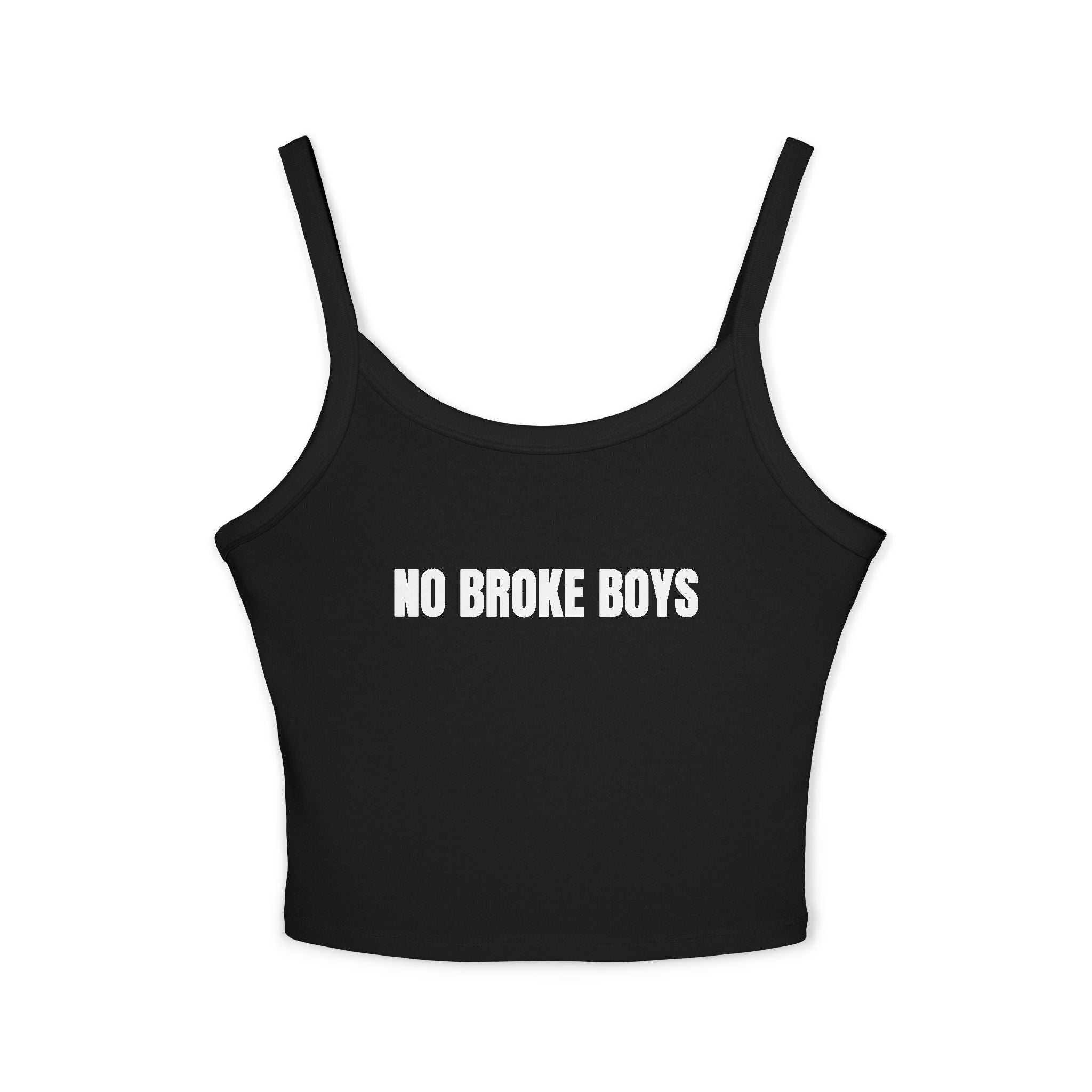 NO BROKE BOYS Women's Spaghetti Strap Tank Top | Perfect for Summer Parties, Casual Outings, Festival Wear, Unique Gift, Trendy