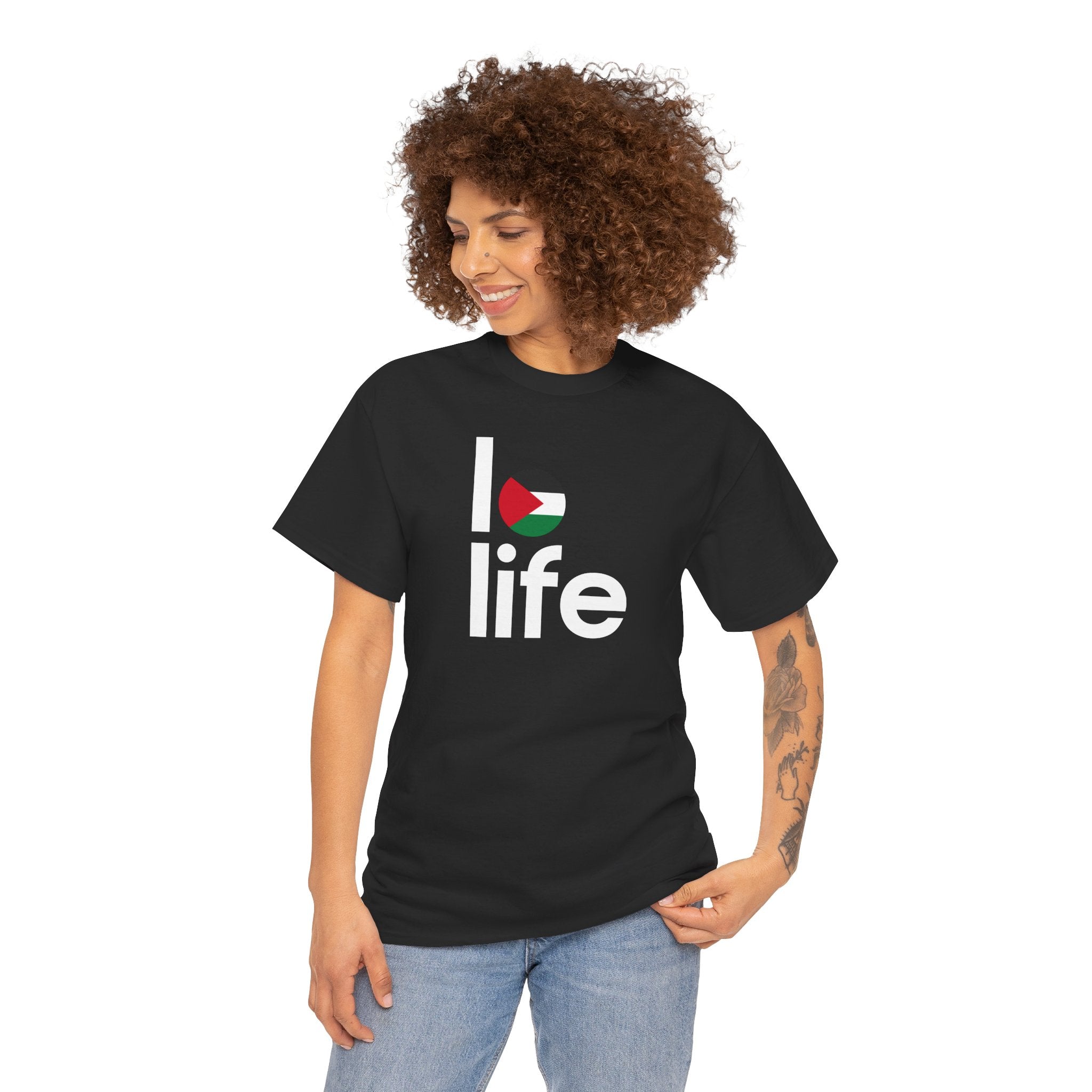 LO LIFE | PALESTINE FLAG Humor Unisex Heavy Cotton Tee, Concert Apparel, Party Shirt, Music Lover Gift, Weekend Outfit