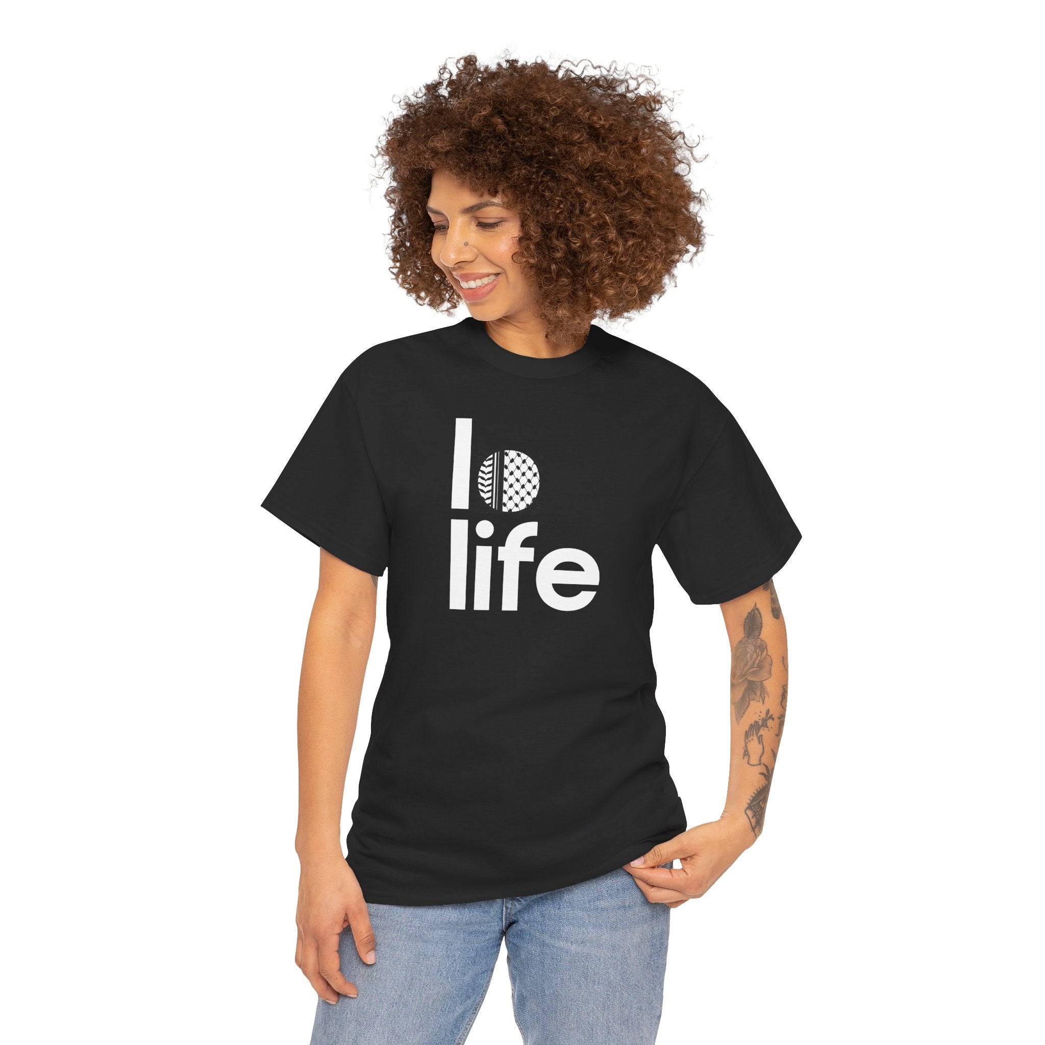LO LIFE | PALESTINE KEFFIYEH Humor Unisex Heavy Cotton Tee, Concert Apparel, Party Shirt, Music Lover Gift, Weekend Outfit