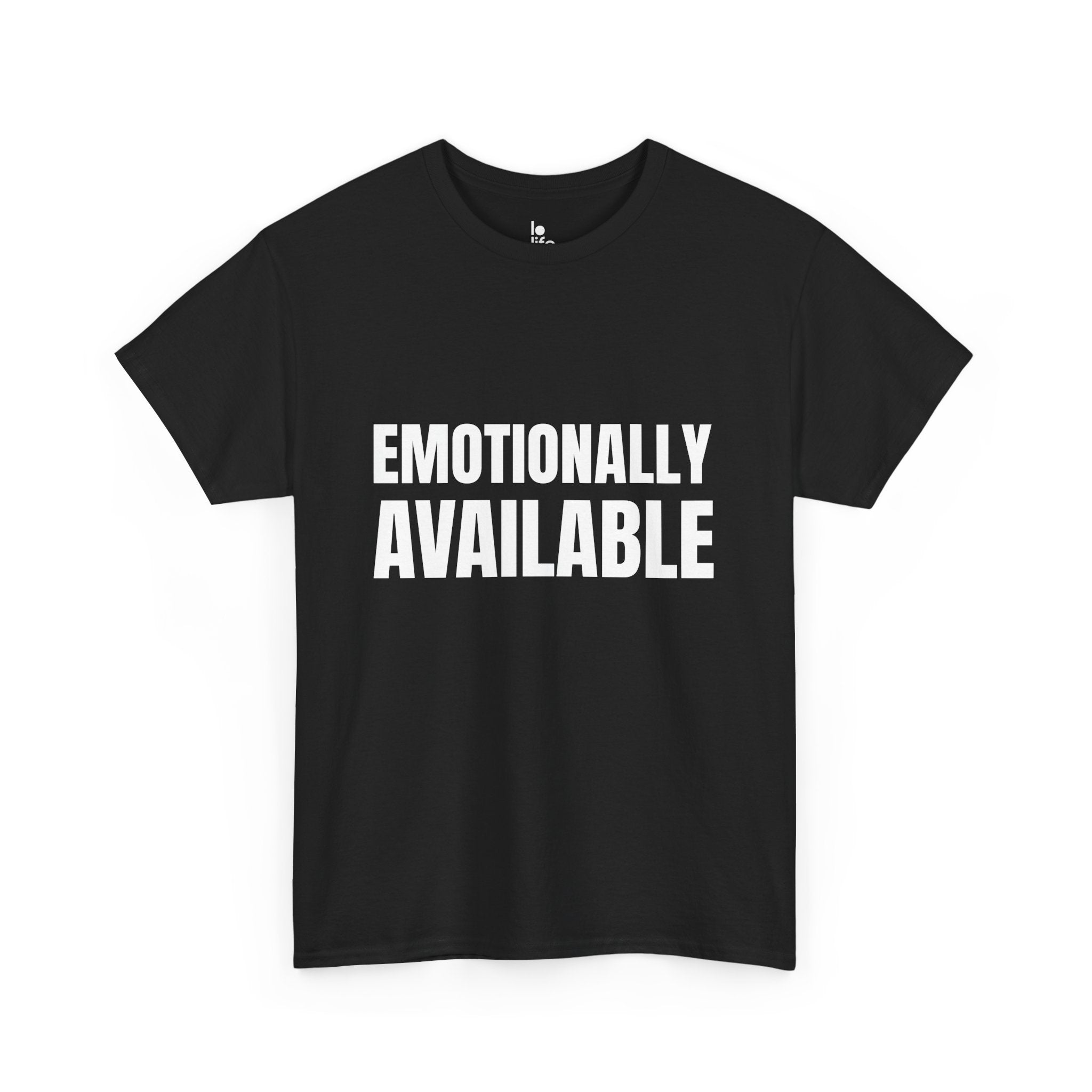 EMOTIONALLY AVAILABLE Humor Unisex Heavy Cotton Tee, Concert Apparel, Party Shirt, Music Lover Gift, Weekend Outfit