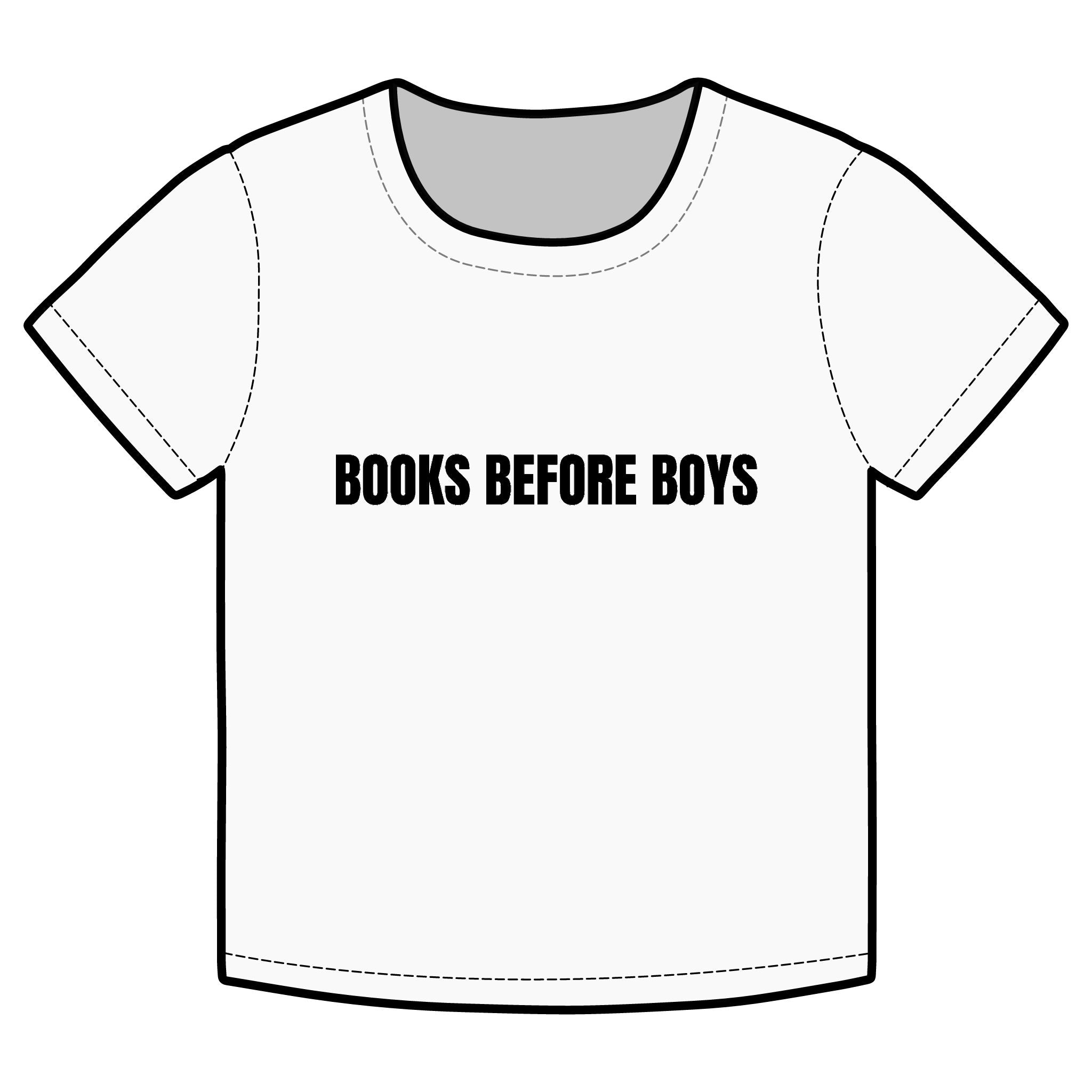 BOOKS BEFORE BOYS Funny Organic Baby Tee – Retro Slogan Shirt, Witty Graphic T-Shirt, Hipster Streetwear