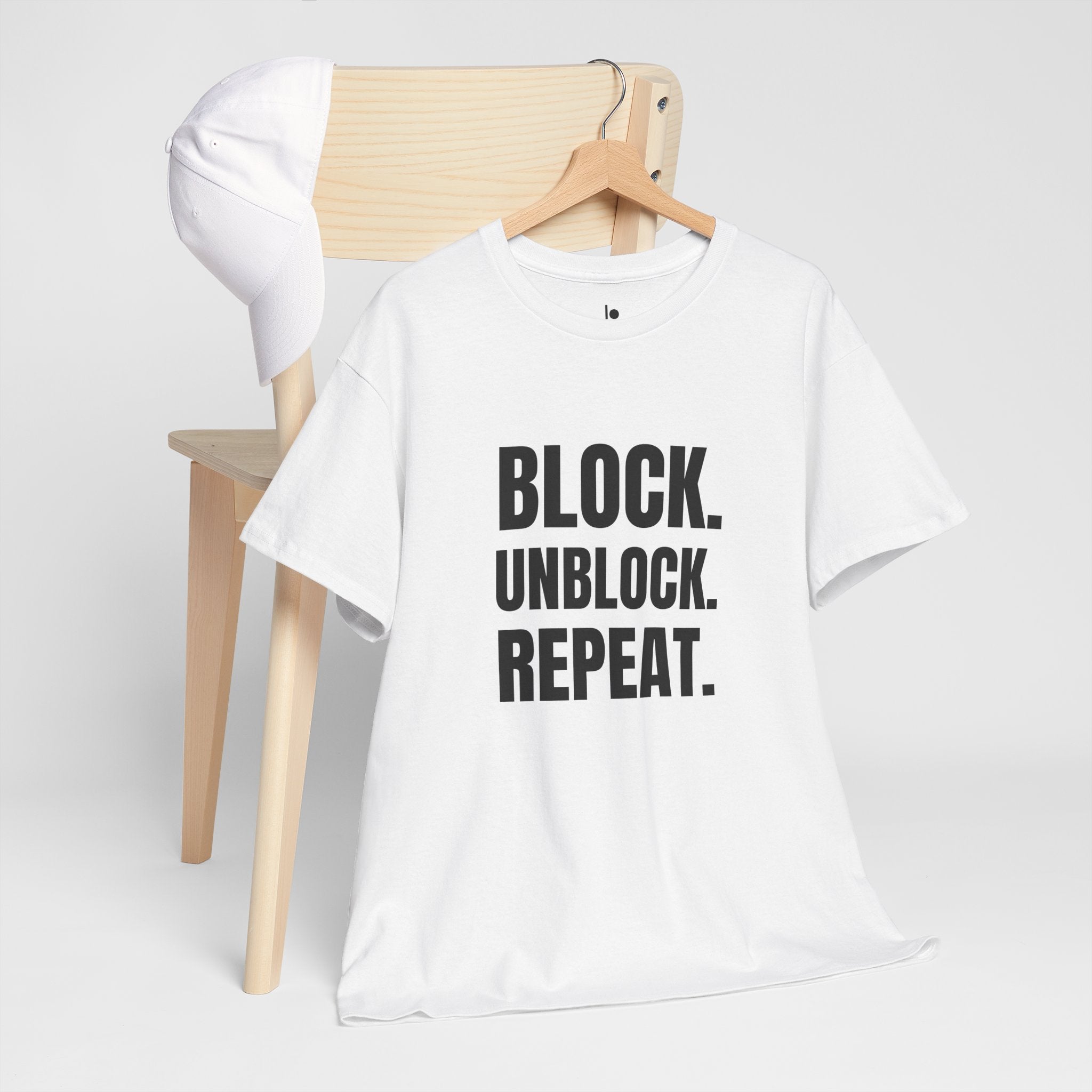 BLOCK. UNBLOCK. REPEAT. Humor Unisex Heavy Cotton Tee, Concert Apparel, Party Shirt, Music Lover Gift, Weekend Outfit