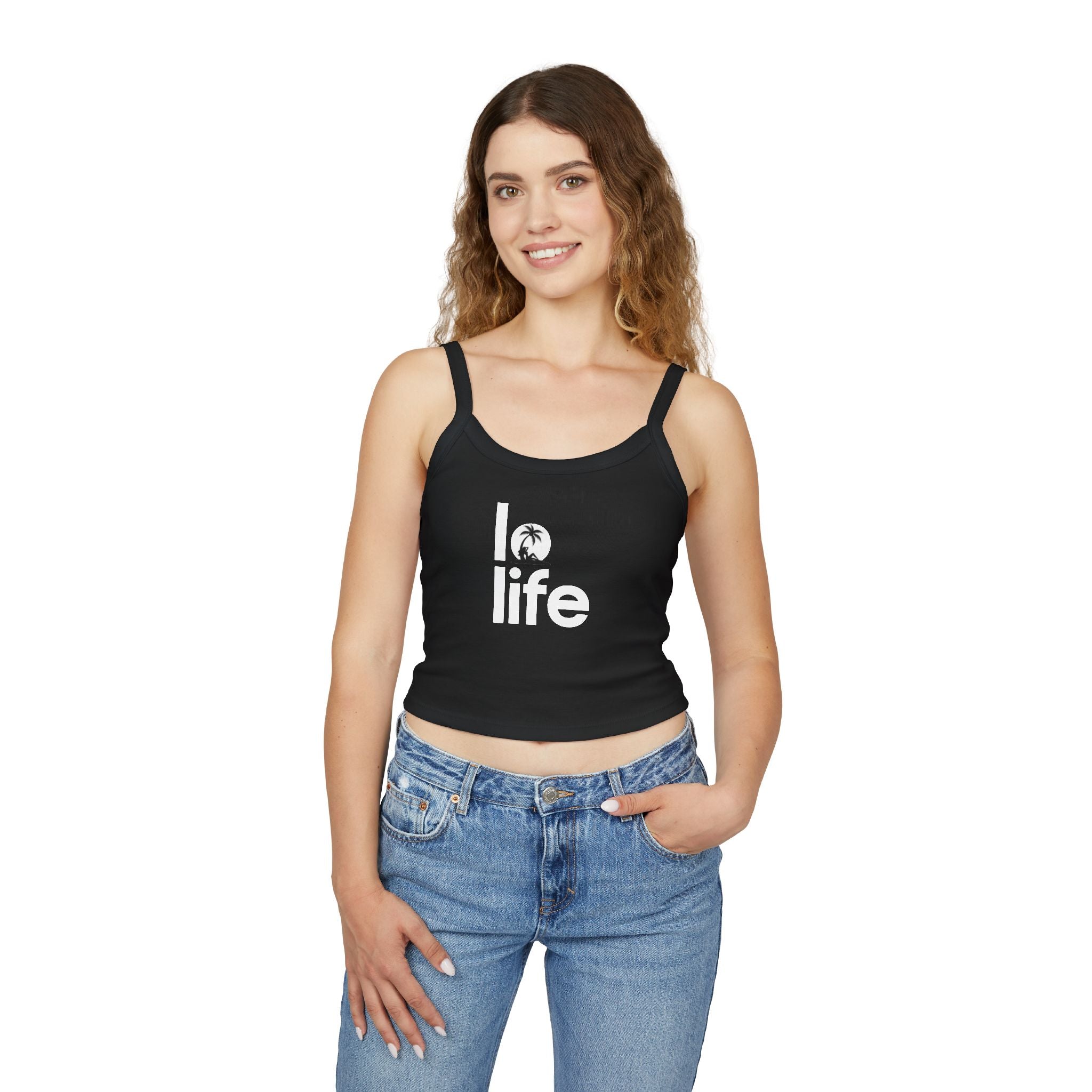 LO LIFE | PALM DREAMS Women's Spaghetti Strap Tank Top | Perfect for Summer Parties, Casual Outings, Festival Wear, Unique Gift, Trendy