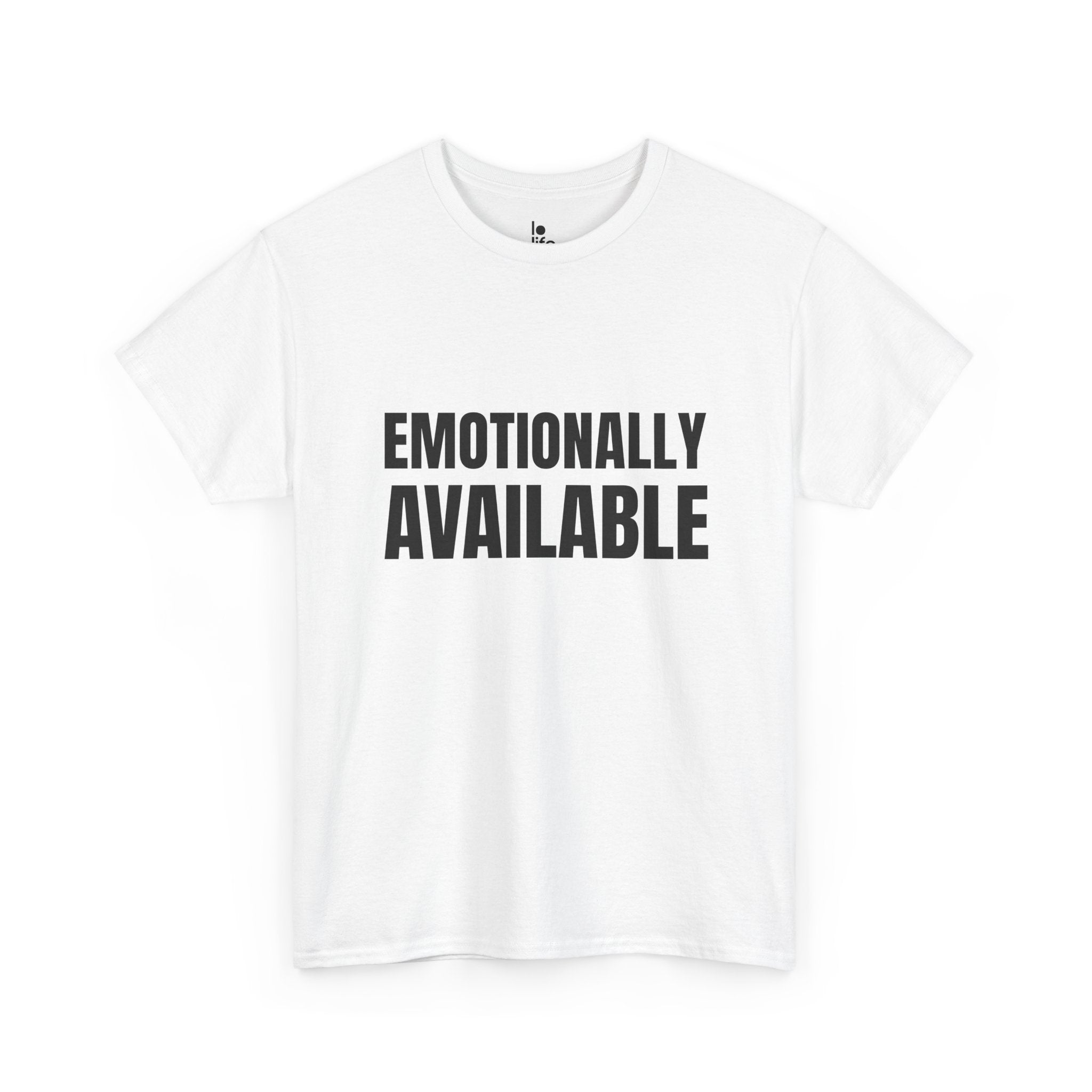 EMOTIONALLY AVAILABLE Humor Unisex Heavy Cotton Tee, Concert Apparel, Party Shirt, Music Lover Gift, Weekend Outfit