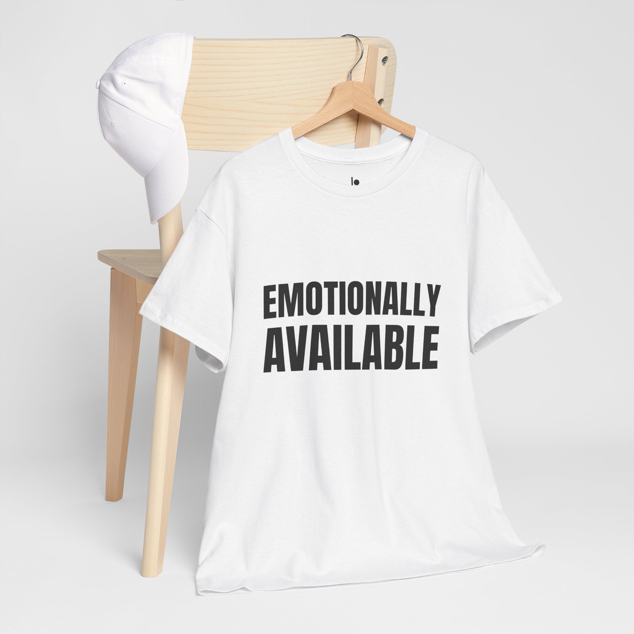 EMOTIONALLY AVAILABLE Humor Unisex Heavy Cotton Tee, Concert Apparel, Party Shirt, Music Lover Gift, Weekend Outfit