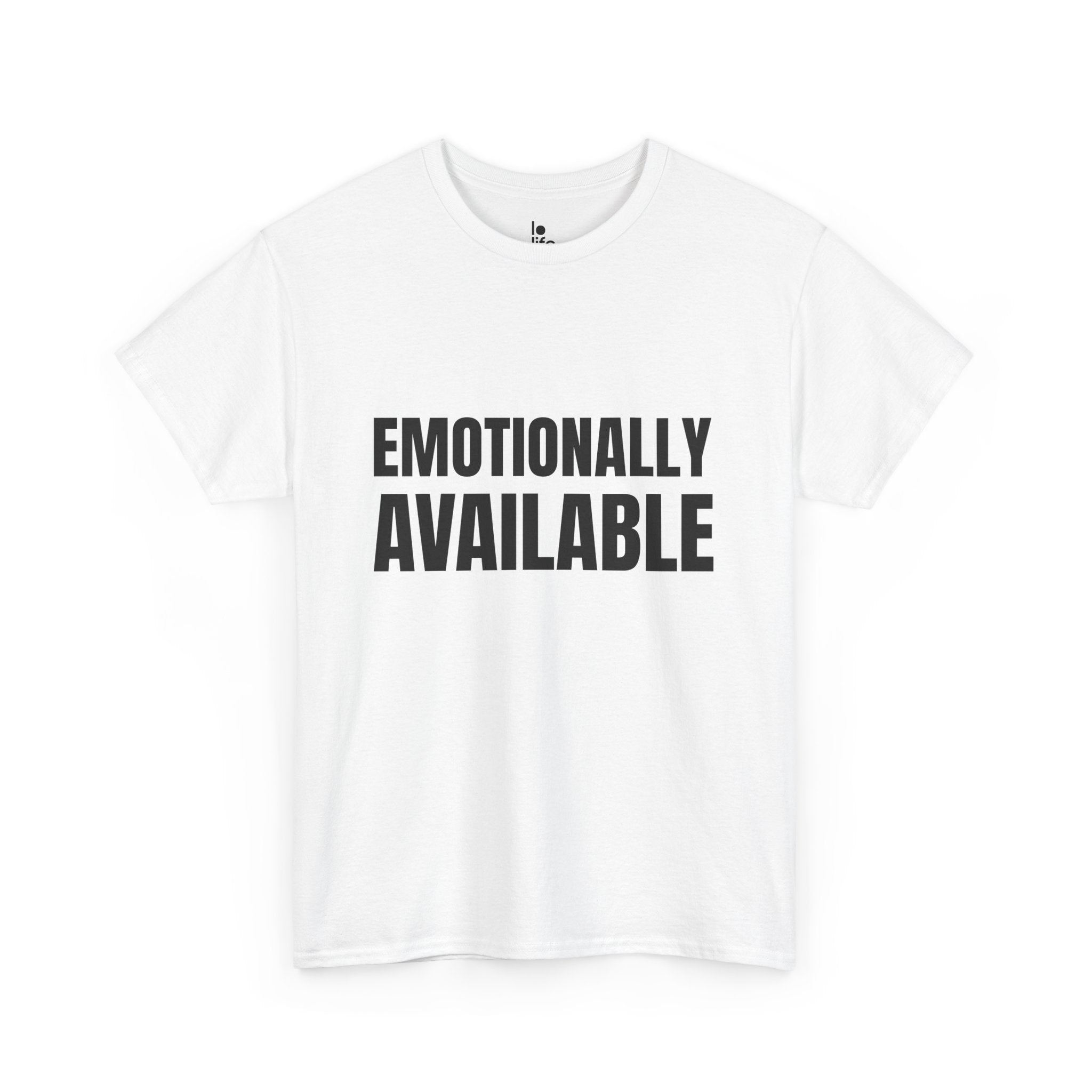 EMOTIONALLY AVAILABLE Humor Unisex Heavy Cotton Tee, Concert Apparel, Party Shirt, Music Lover Gift, Weekend Outfit