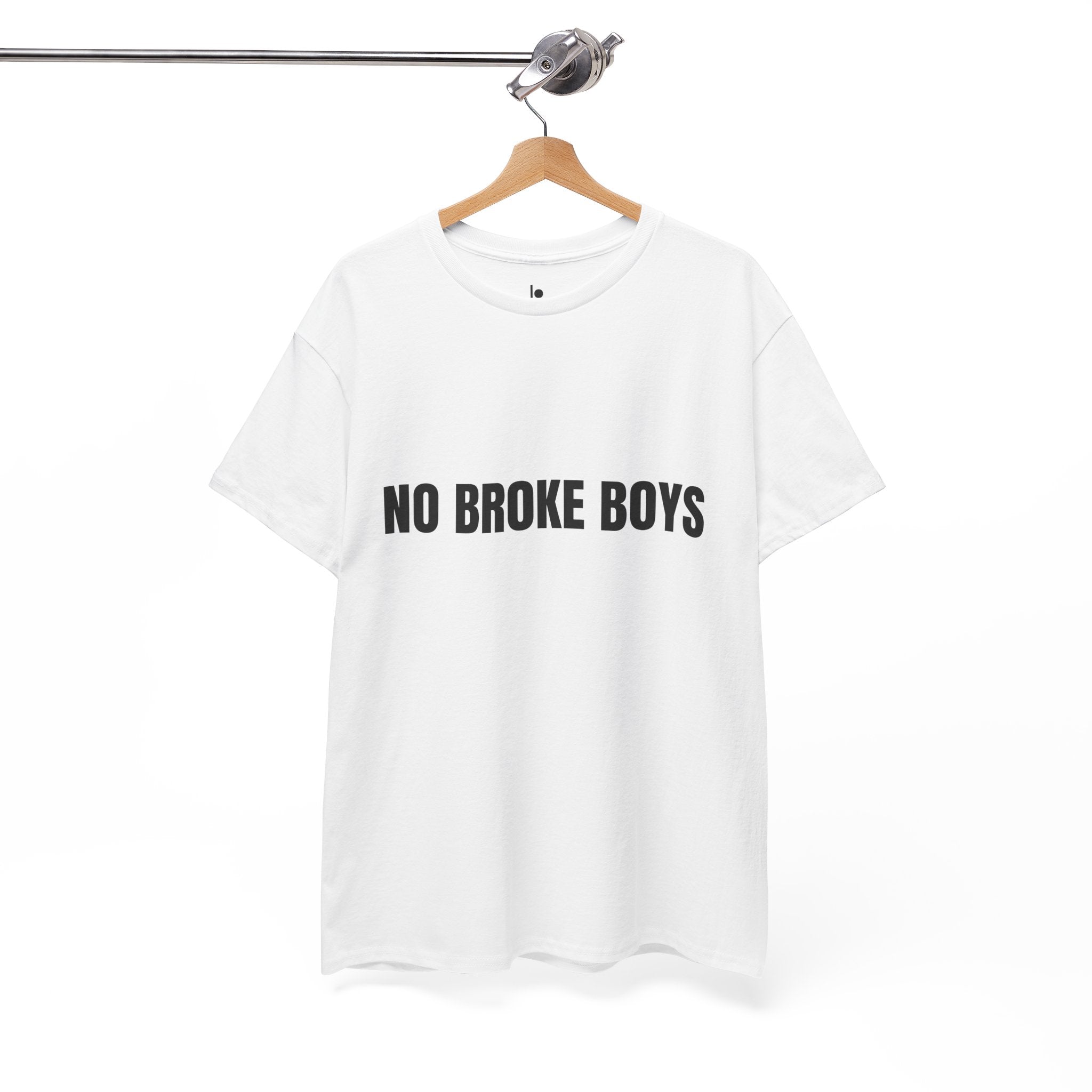 NO BROKE BOYS Humor Unisex Heavy Cotton Tee, Concert Apparel, Party Shirt, Music Lover Gift, Weekend Outfit