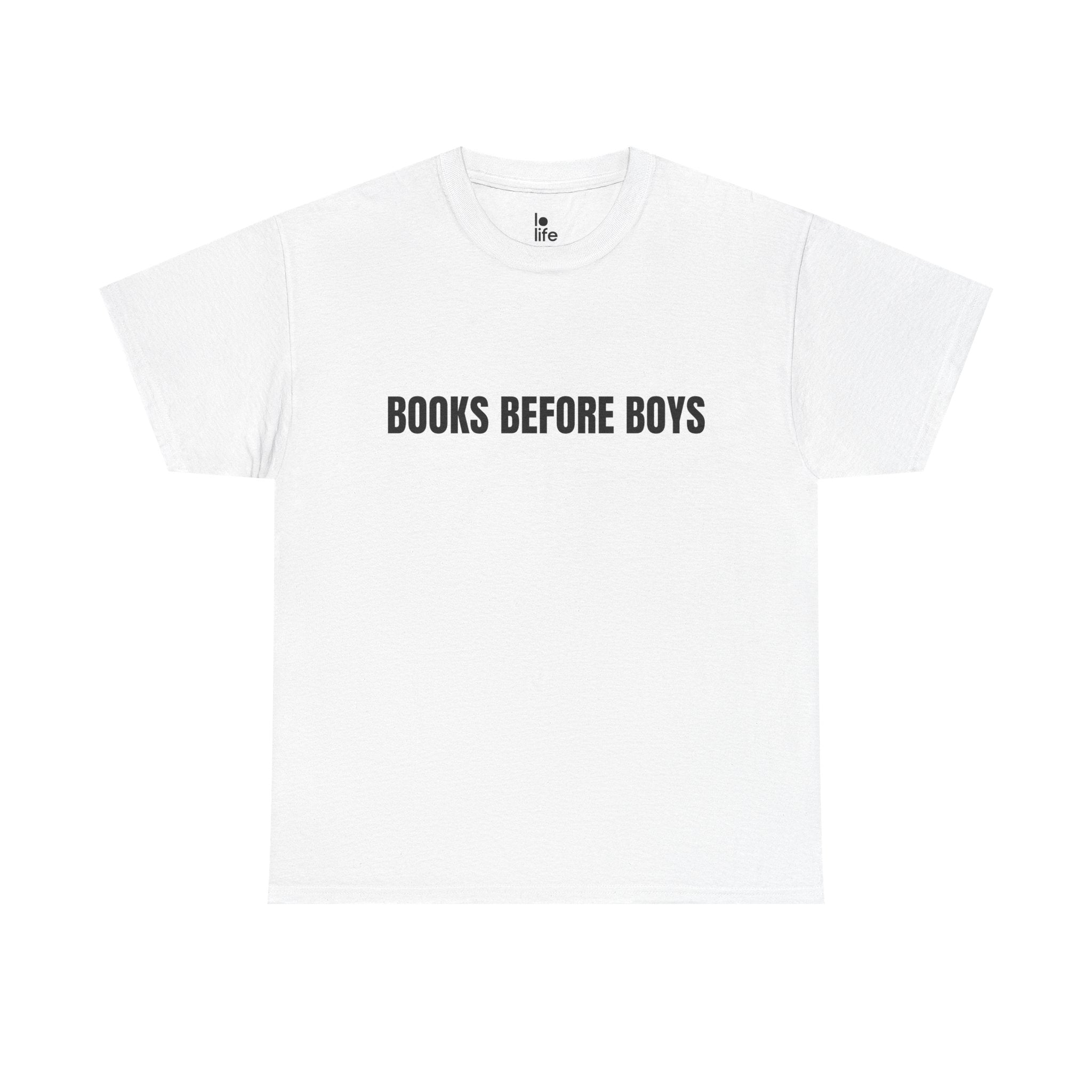 BOOKS BEFORE BOYS Humor Unisex Heavy Cotton Tee, Concert Apparel, Party Shirt, Music Lover Gift, Weekend Outfit