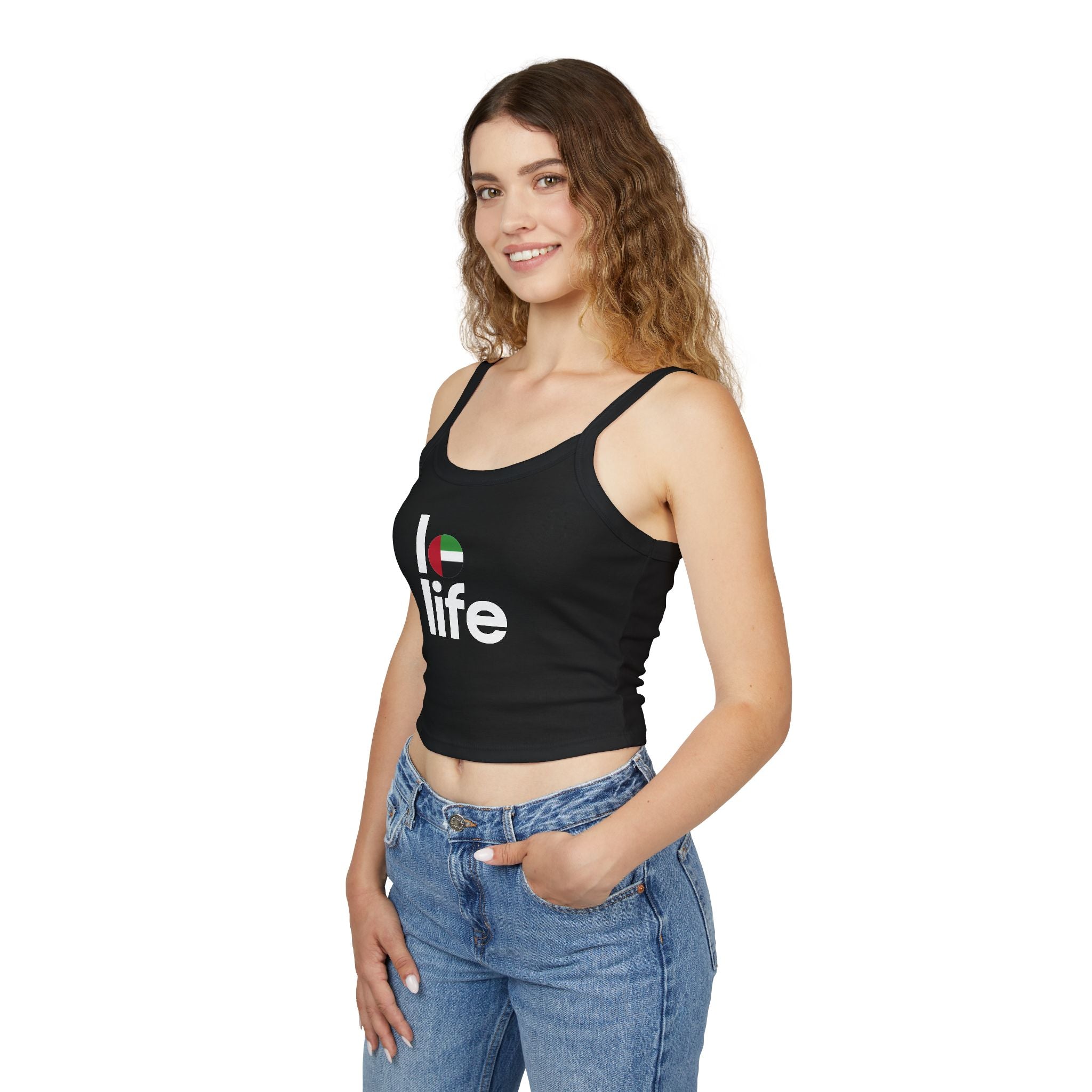 LO LIFE | UAE FLAG Women's Spaghetti Strap Tank Top | Perfect for Summer Parties, Casual Outings, Festival Wear, Unique Gift, Trendy