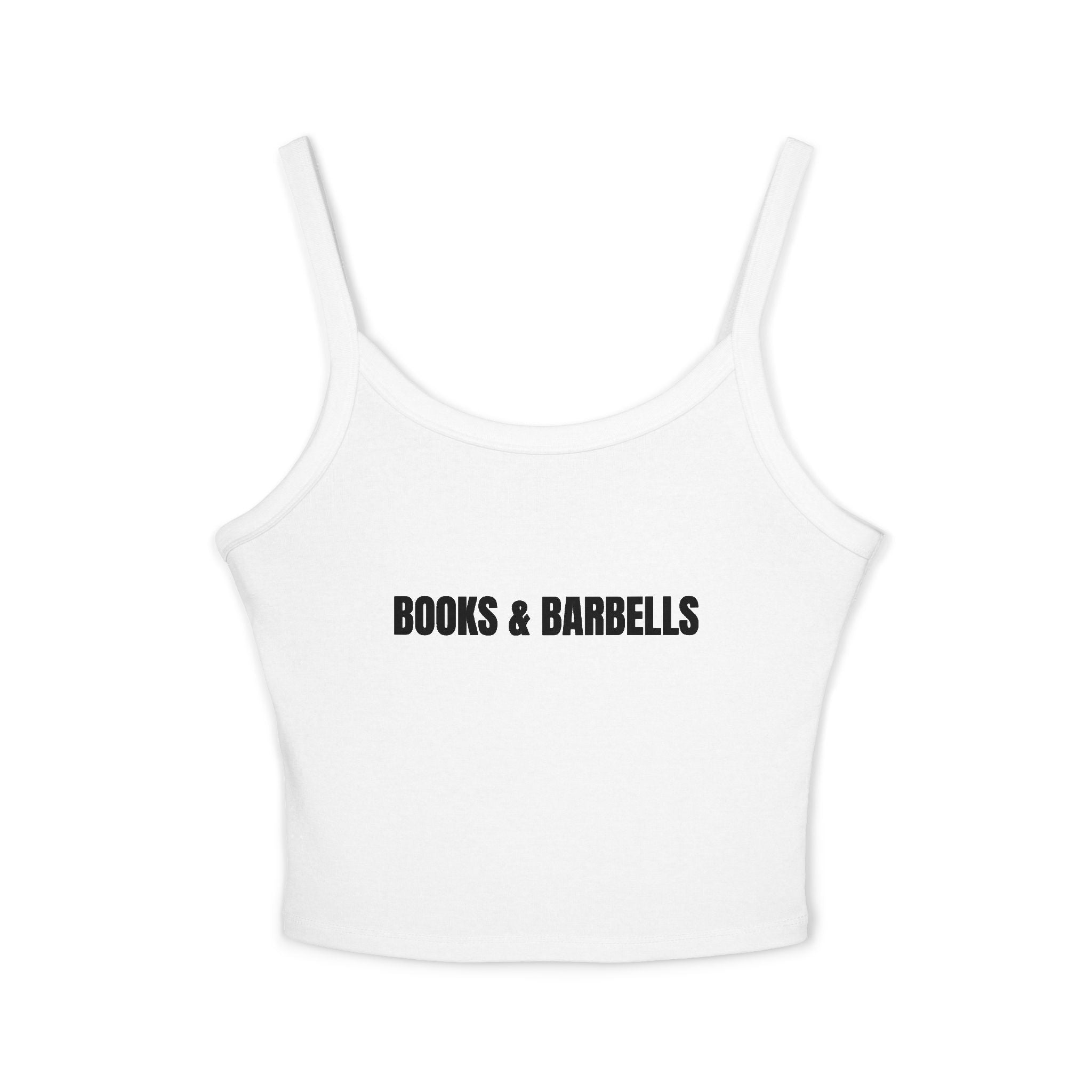 BOOKS & BARBELLS Women's Spaghetti Strap Tank Top | Perfect for Summer Parties, Casual Outings, Festival Wear, Unique Gift, Trendy