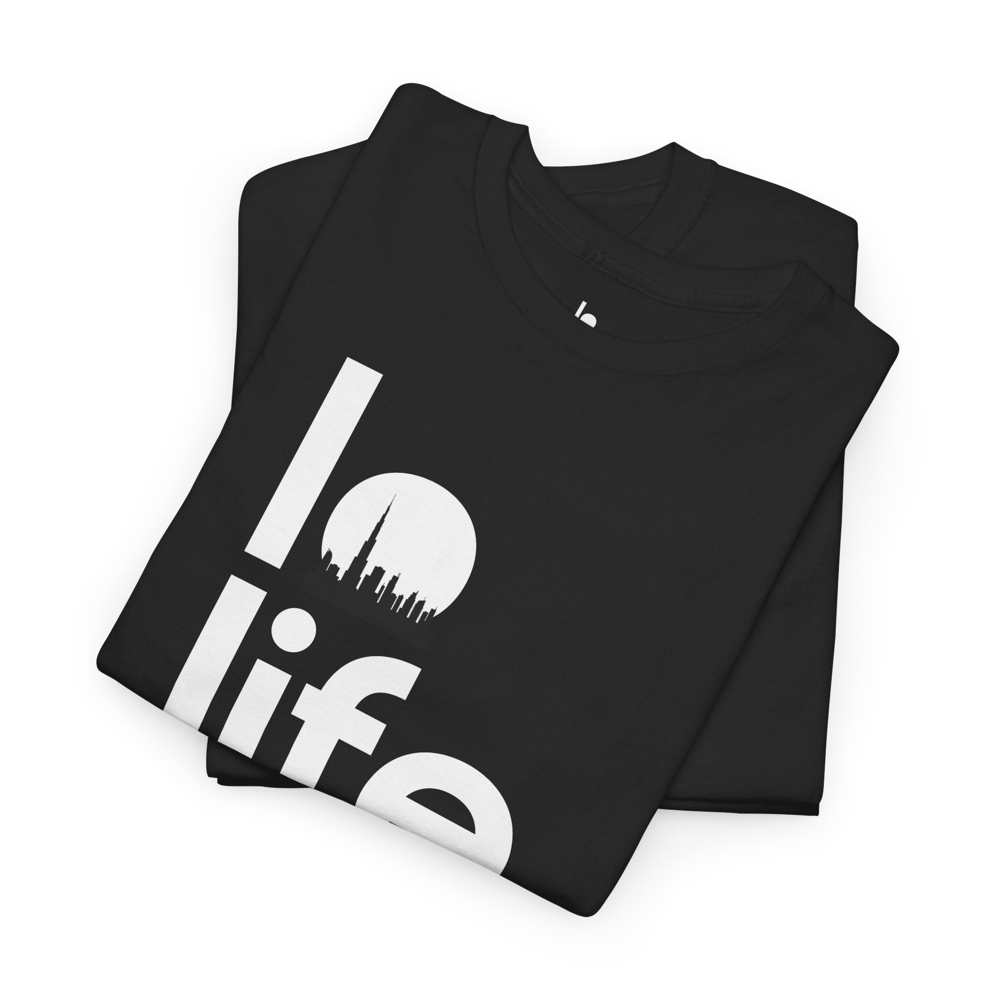 LO LIFE | DUBAI SKYLINE Humor Unisex Heavy Cotton Tee, Concert Apparel, Party Shirt, Music Lover Gift, Weekend Outfit