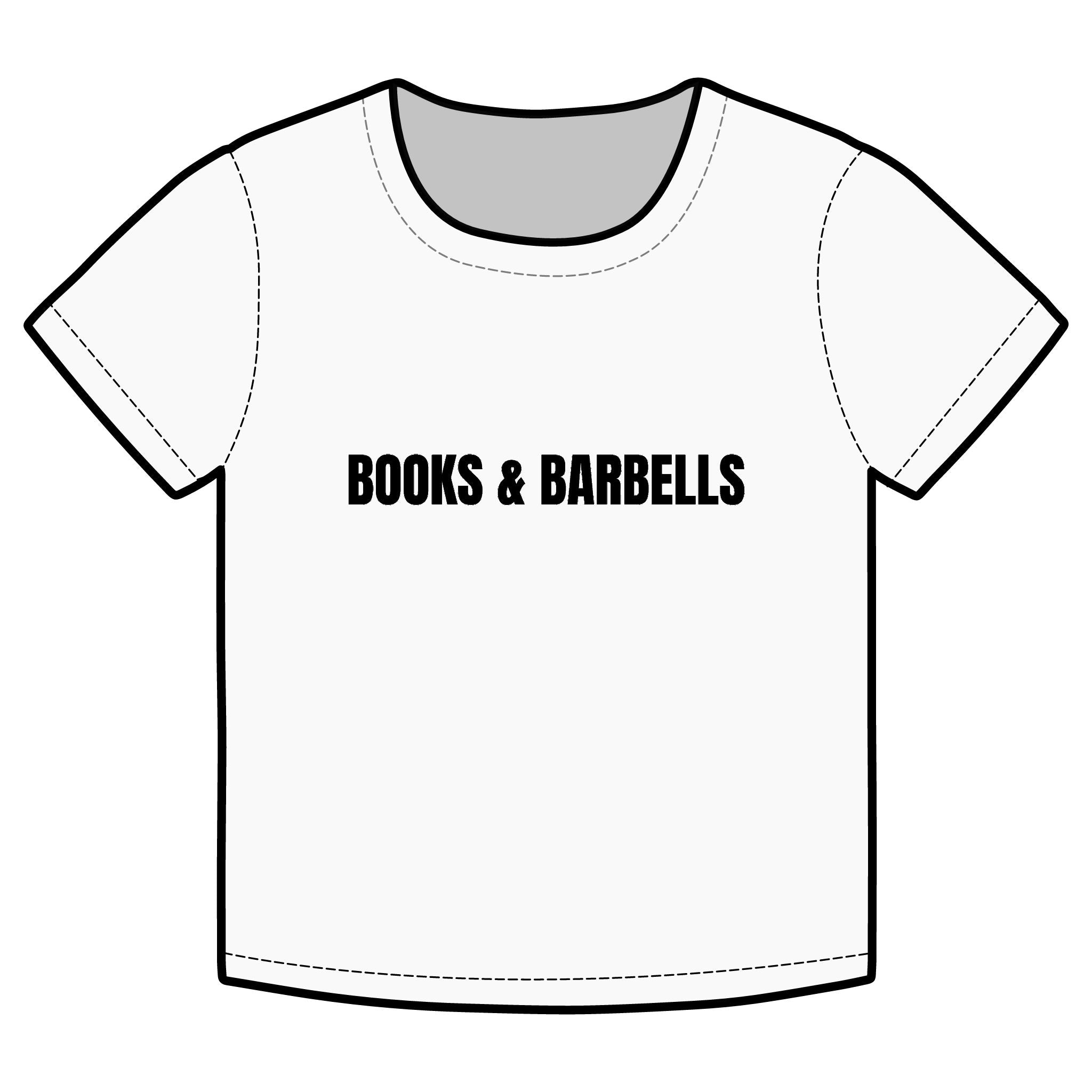 BOOKS AND BARBELLS Funny Organic Baby Tee – Retro Slogan Shirt, Witty Graphic T-Shirt, Hipster Streetwear