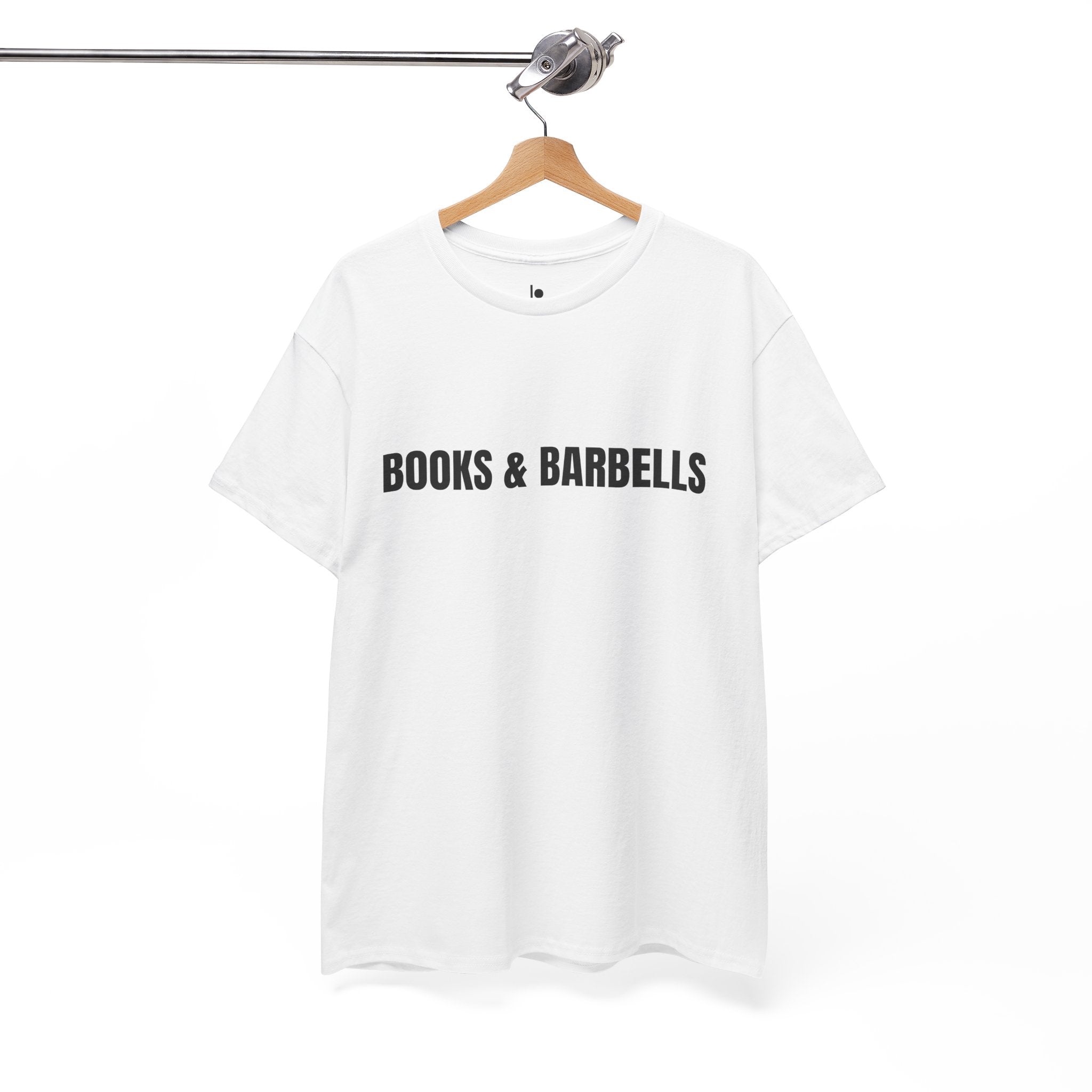 BOOKS AND BARBELLS Humor Unisex Heavy Cotton Tee, Concert Apparel, Party Shirt, Music Lover Gift, Weekend Outfit