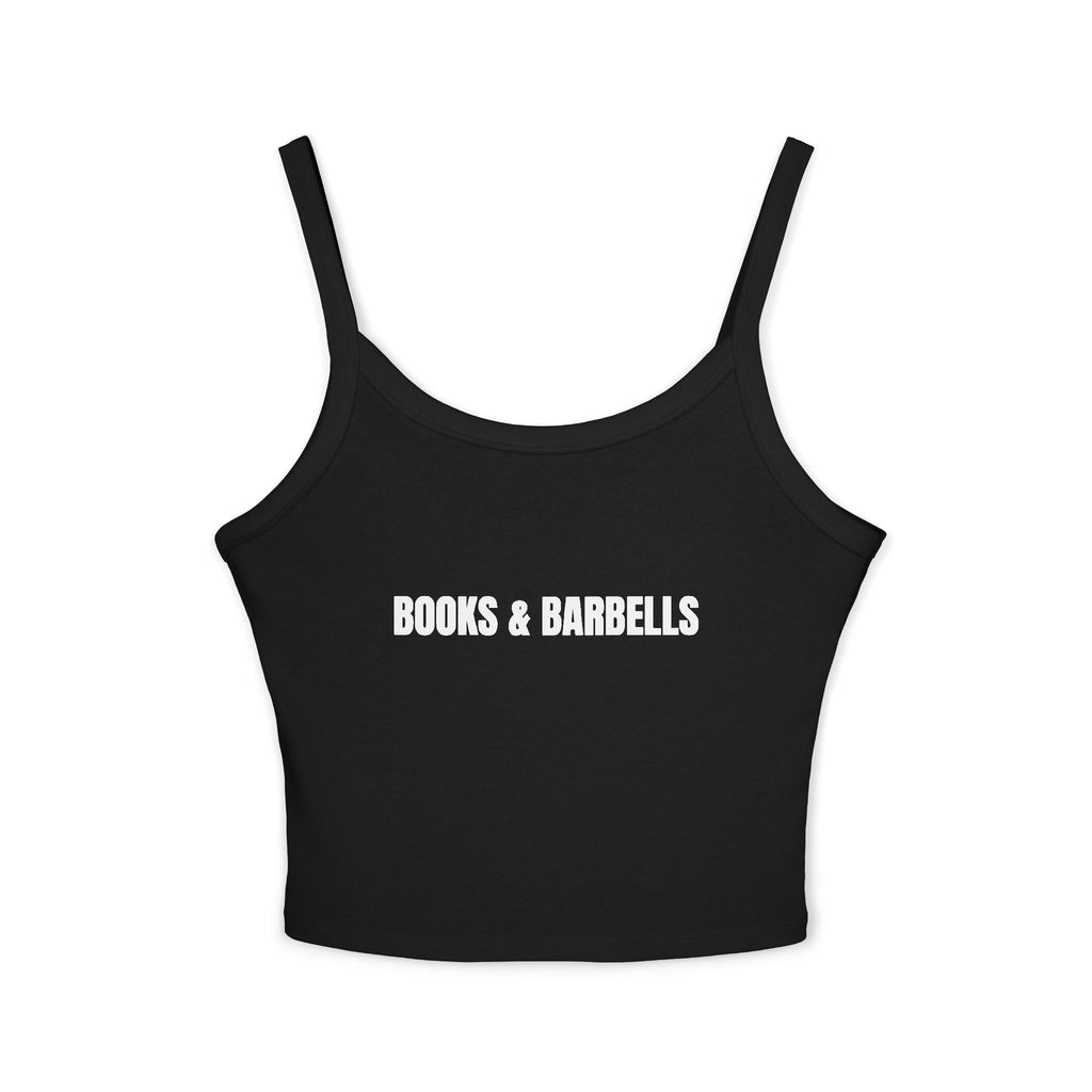 BOOKS & BARBELLS Women's Spaghetti Strap Tank Top | Perfect for Summer Parties, Casual Outings, Festival Wear, Unique Gift, Trendy