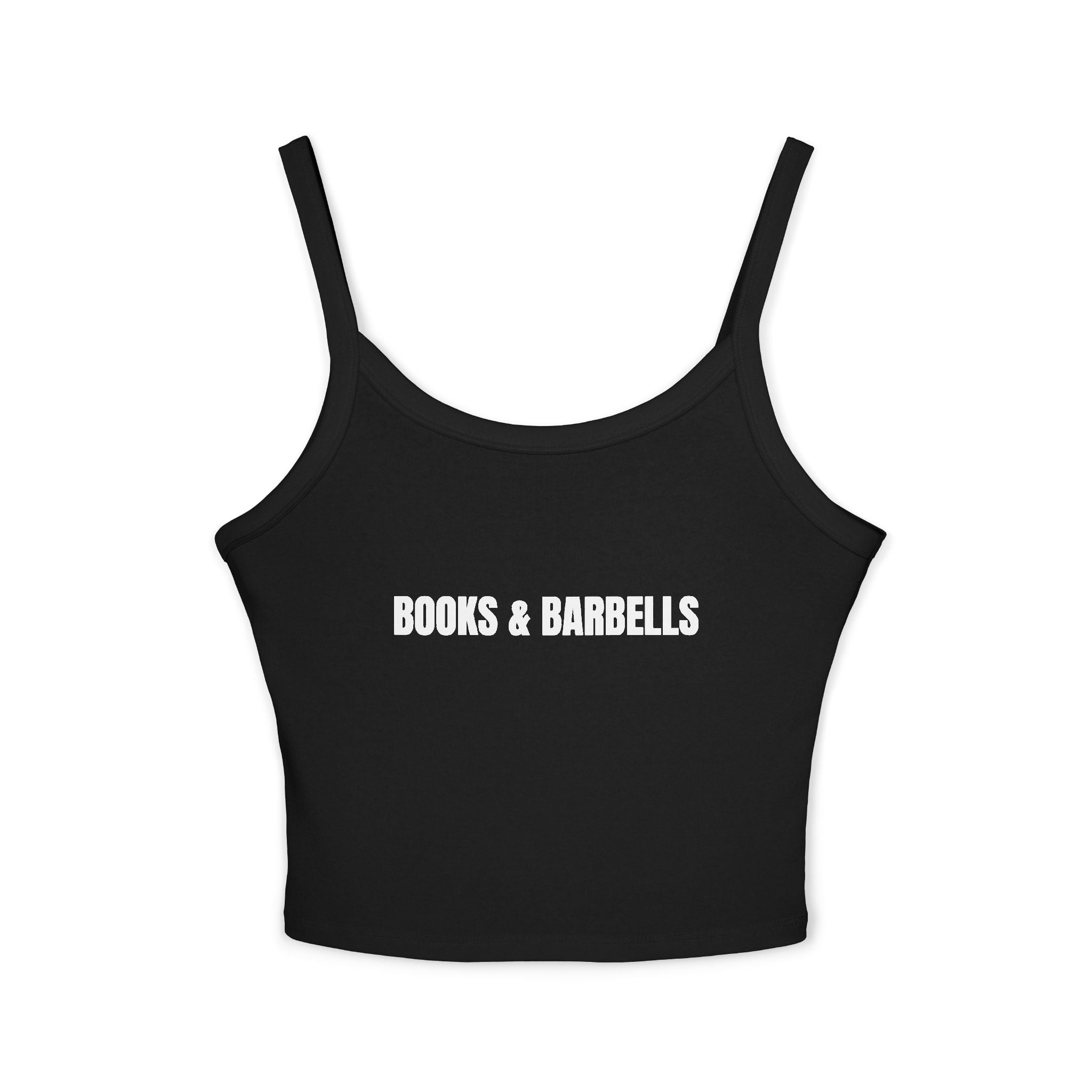 BOOKS & BARBELLS Women's Spaghetti Strap Tank Top | Perfect for Summer Parties, Casual Outings, Festival Wear, Unique Gift, Trendy
