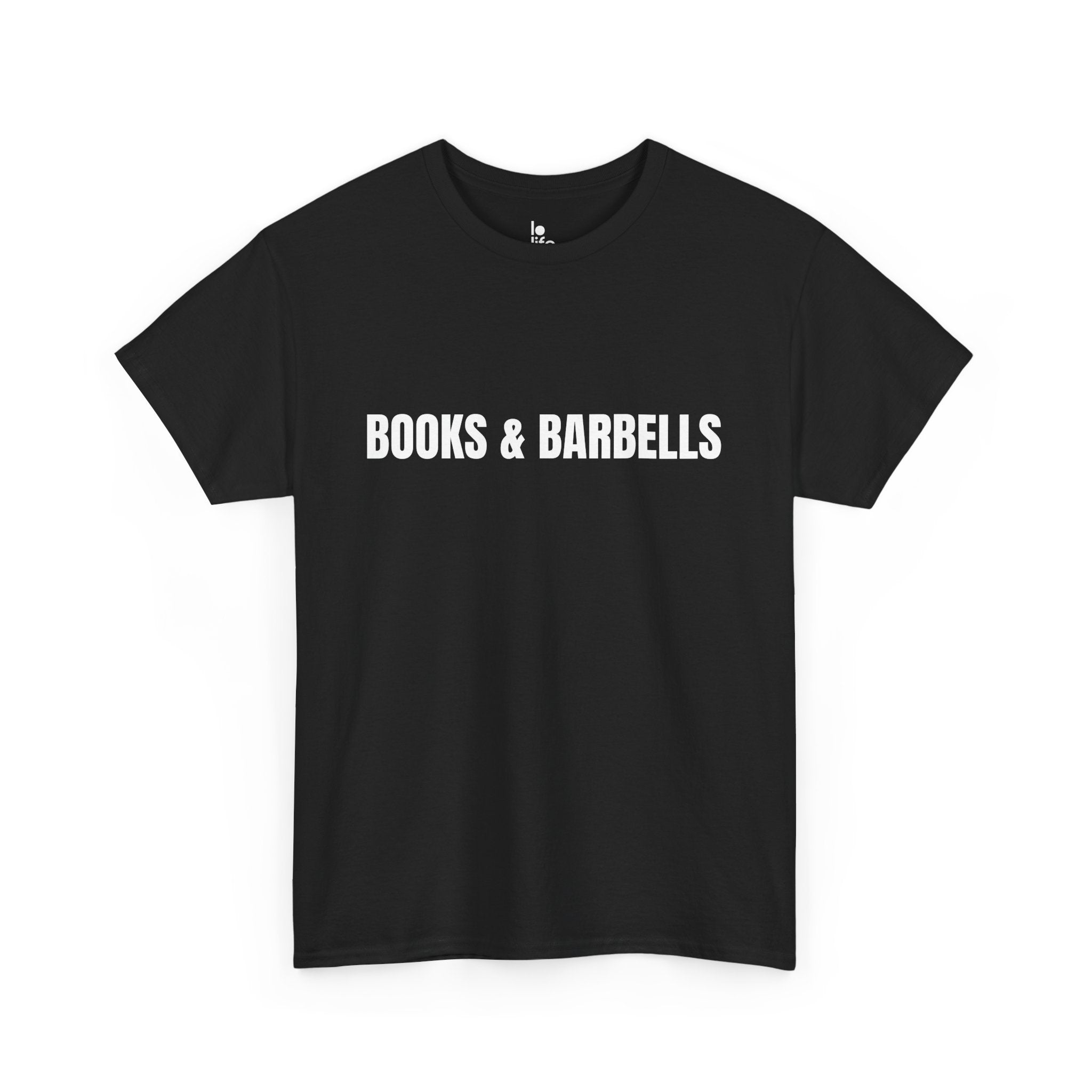 BOOKS AND BARBELLS Humor Unisex Heavy Cotton Tee, Concert Apparel, Party Shirt, Music Lover Gift, Weekend Outfit