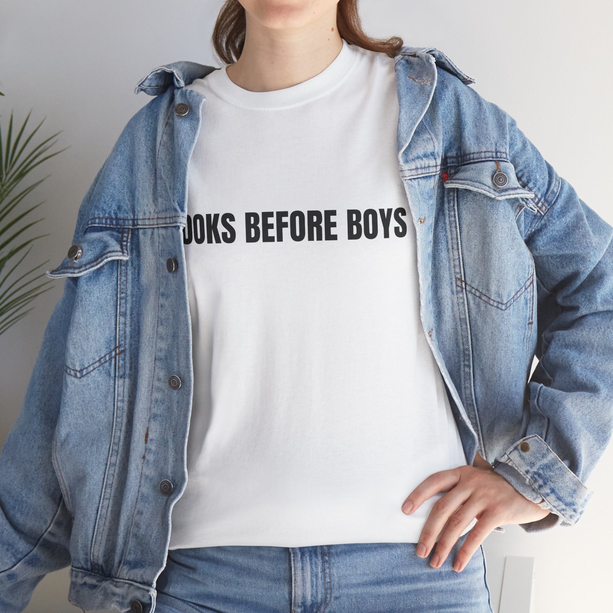 BOOKS BEFORE BOYS Humor Unisex Heavy Cotton Tee, Concert Apparel, Party Shirt, Music Lover Gift, Weekend Outfit