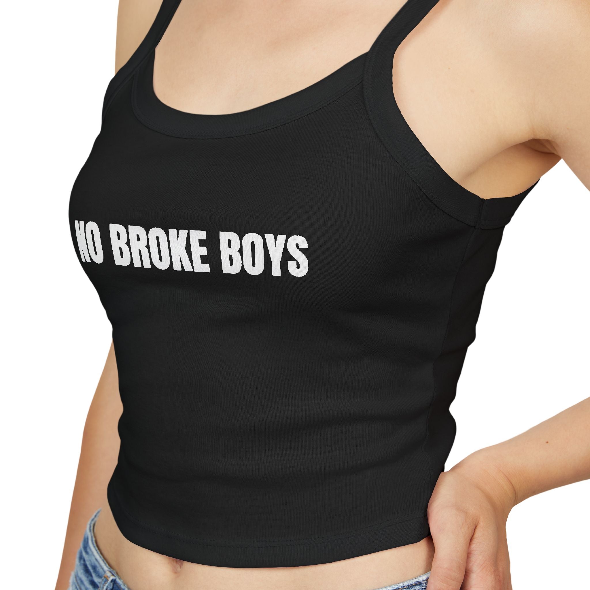 NO BROKE BOYS Women's Spaghetti Strap Tank Top | Perfect for Summer Parties, Casual Outings, Festival Wear, Unique Gift, Trendy