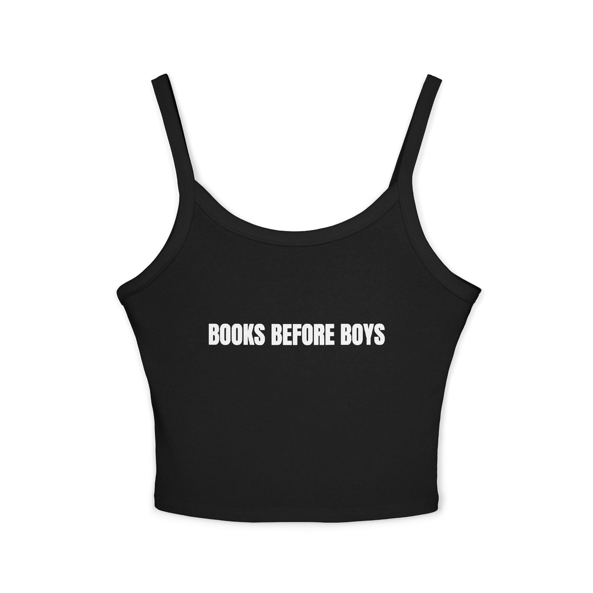 BOOKS BEFORE BOYS Women's Spaghetti Strap Tank Top | Perfect for Summer Parties, Casual Outings, Festival Wear, Unique Gift, Trendy