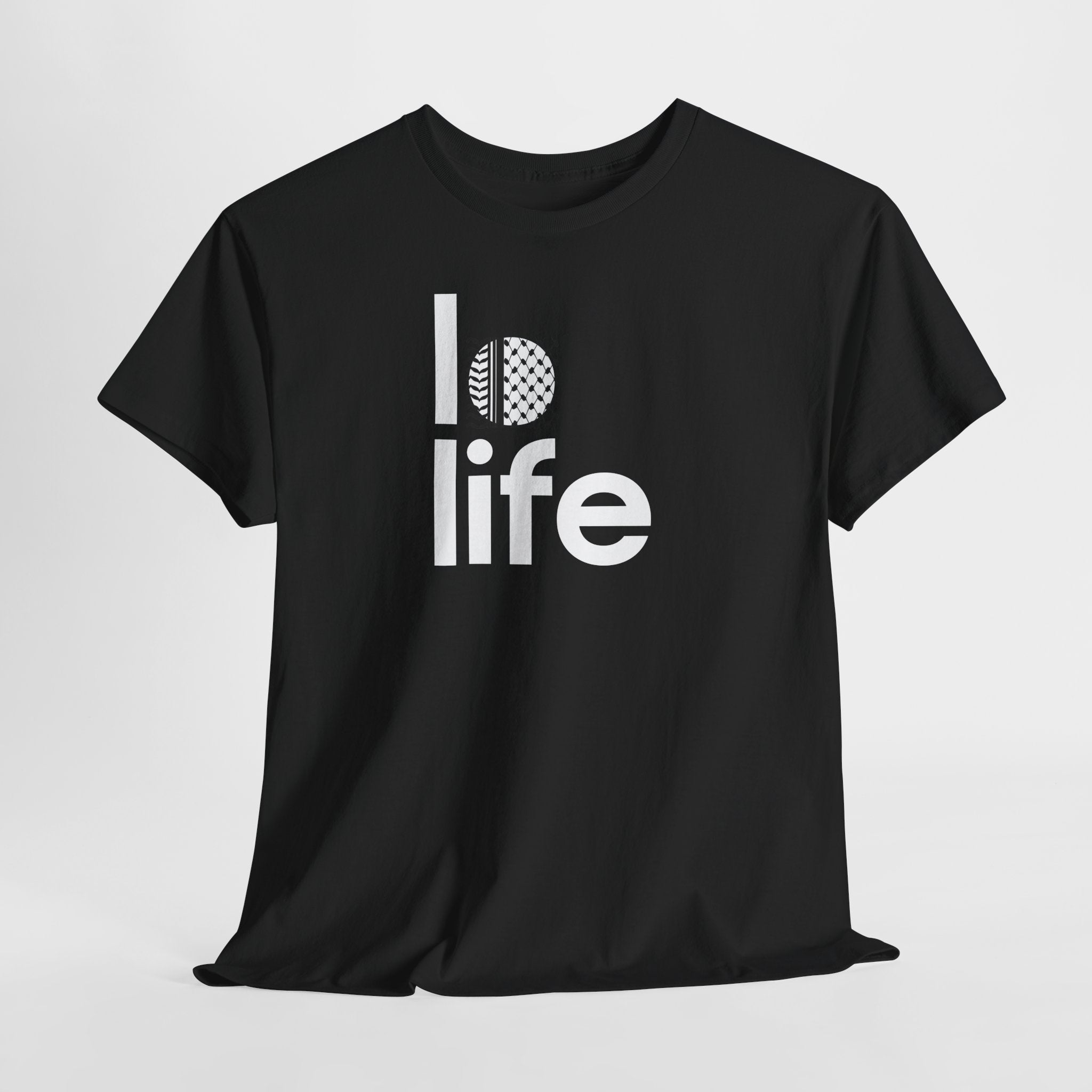 LO LIFE | PALESTINE KEFFIYEH Humor Unisex Heavy Cotton Tee, Concert Apparel, Party Shirt, Music Lover Gift, Weekend Outfit