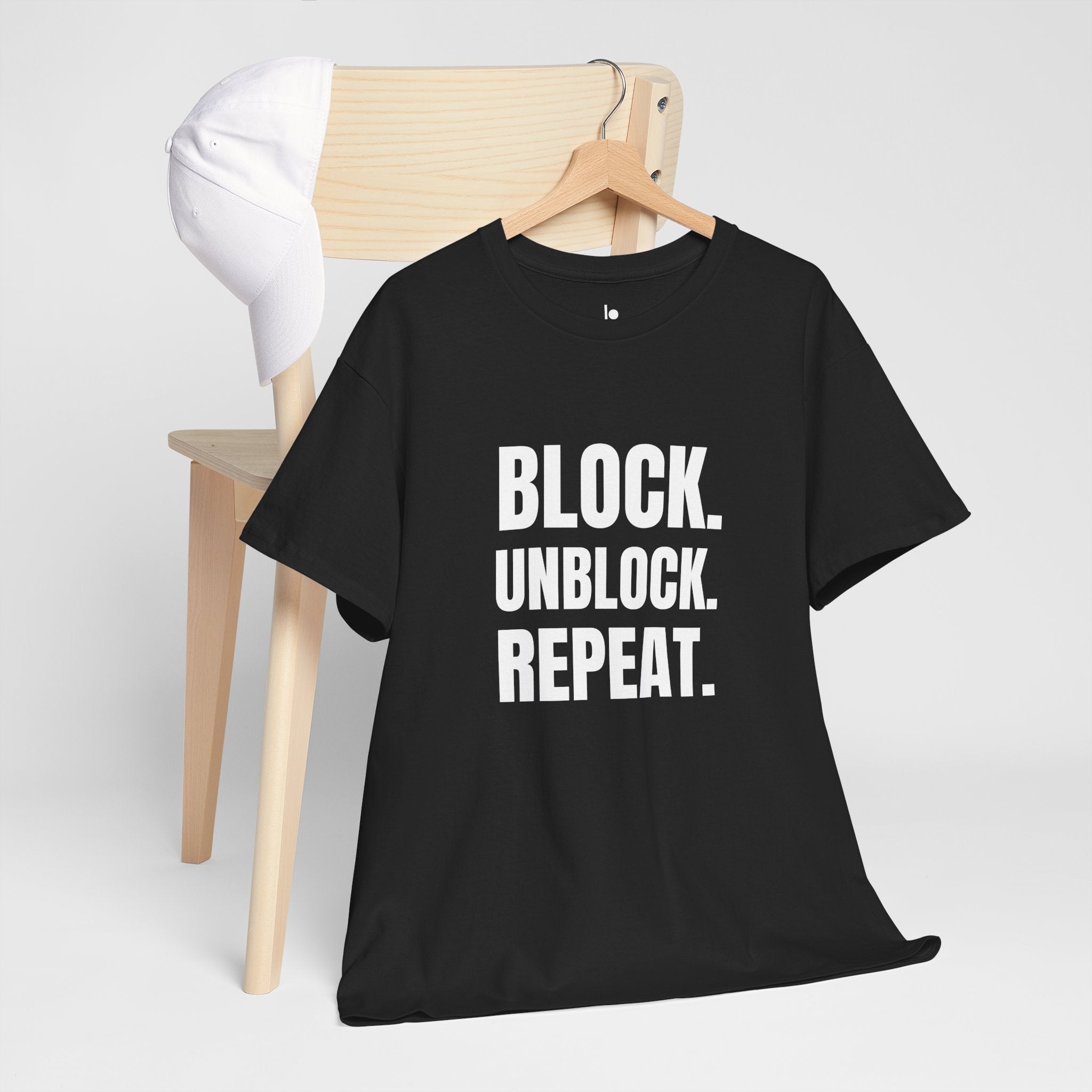 BLOCK. UNBLOCK. REPEAT. Humor Unisex Heavy Cotton Tee, Concert Apparel, Party Shirt, Music Lover Gift, Weekend Outfit