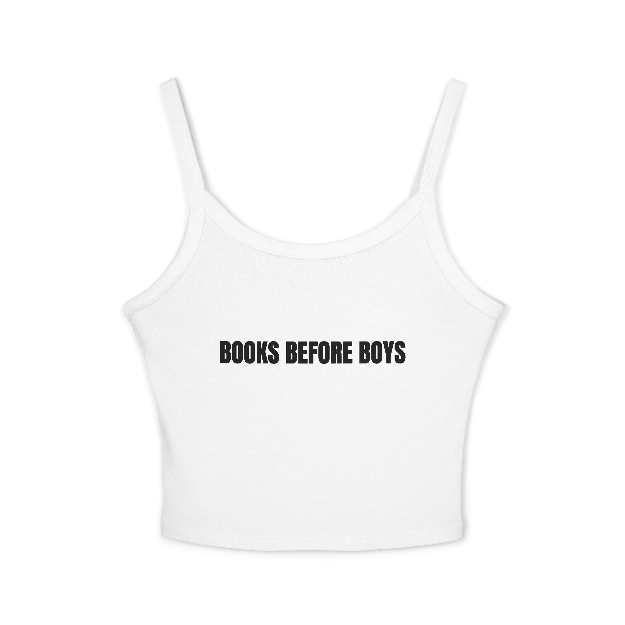 BOOKS BEFORE BOYS Women's Spaghetti Strap Tank Top | Perfect for Summer Parties, Casual Outings, Festival Wear, Unique Gift, Trendy