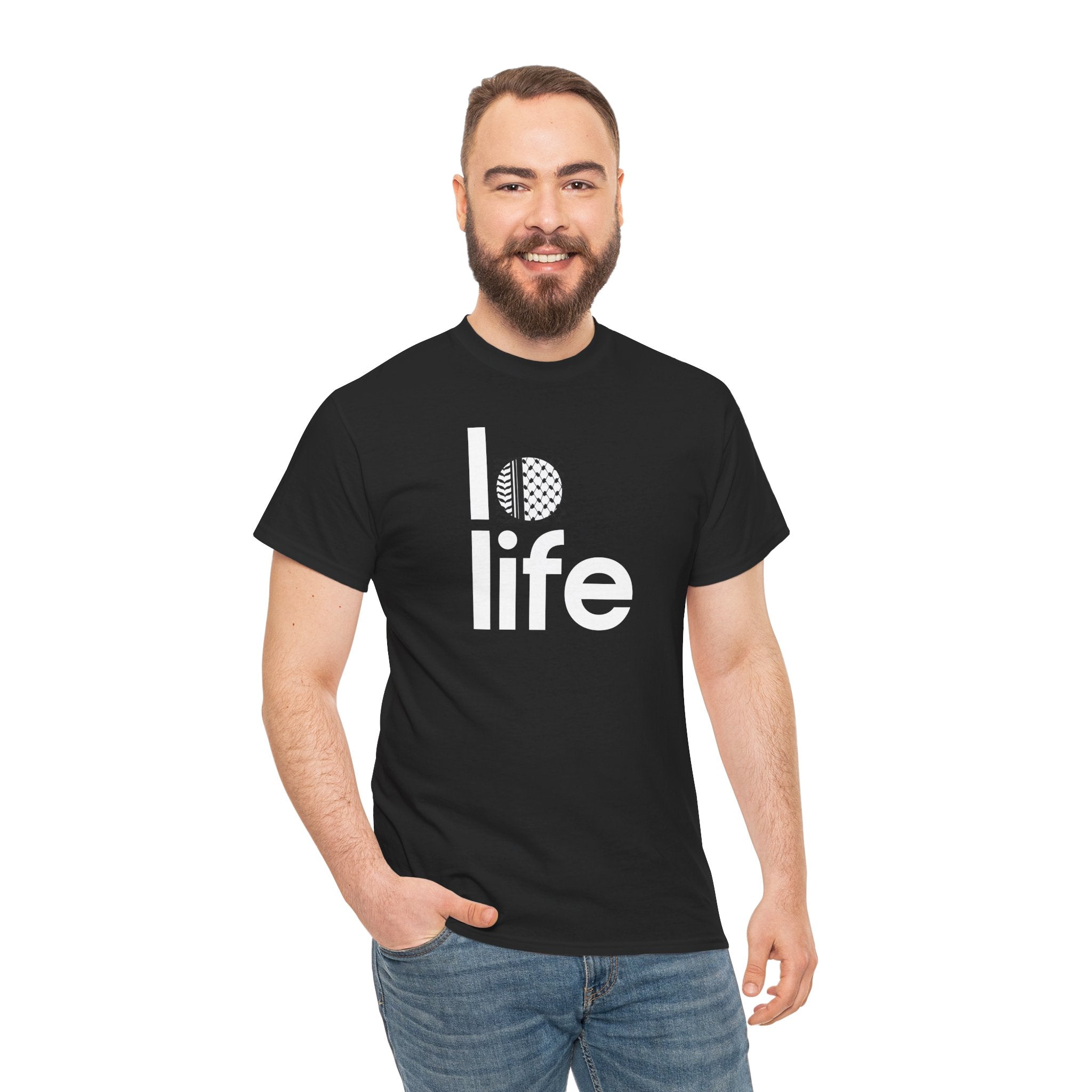 LO LIFE | PALESTINE KEFFIYEH Humor Unisex Heavy Cotton Tee, Concert Apparel, Party Shirt, Music Lover Gift, Weekend Outfit