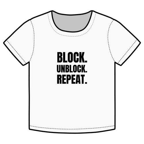 BLOCK. UNBLOCK. REPEAT. Funny Organic Baby Tee – Retro Slogan Shirt, Witty Graphic T-Shirt, Hipster Streetwear