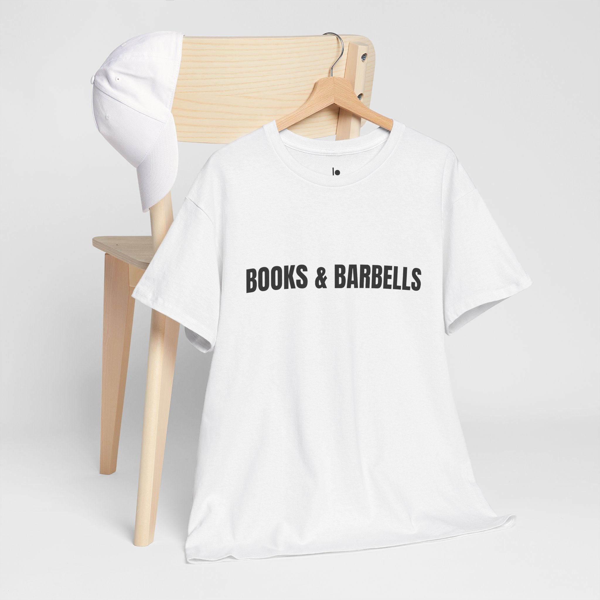 BOOKS AND BARBELLS Humor Unisex Heavy Cotton Tee, Concert Apparel, Party Shirt, Music Lover Gift, Weekend Outfit