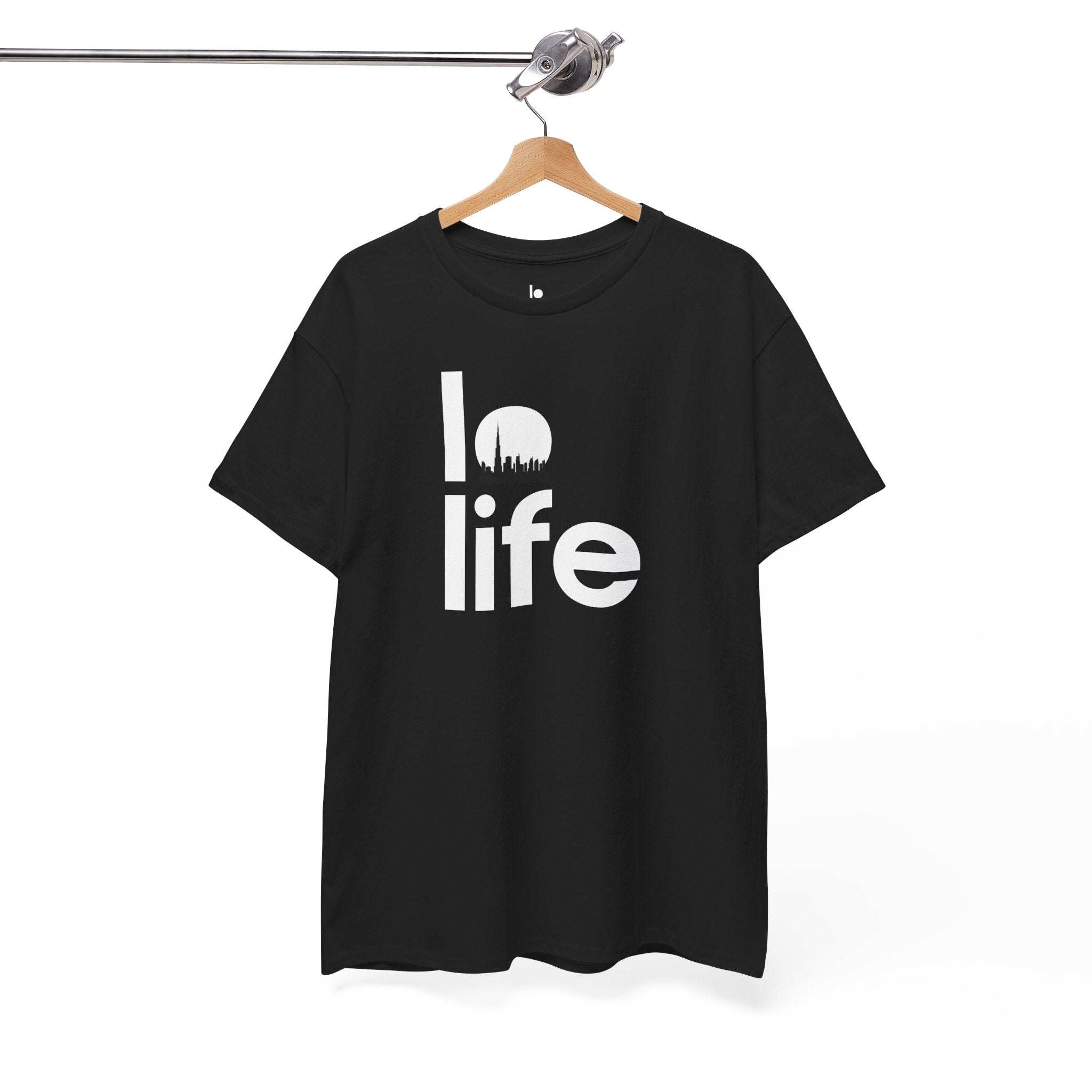 LO LIFE | DUBAI SKYLINE Humor Unisex Heavy Cotton Tee, Concert Apparel, Party Shirt, Music Lover Gift, Weekend Outfit