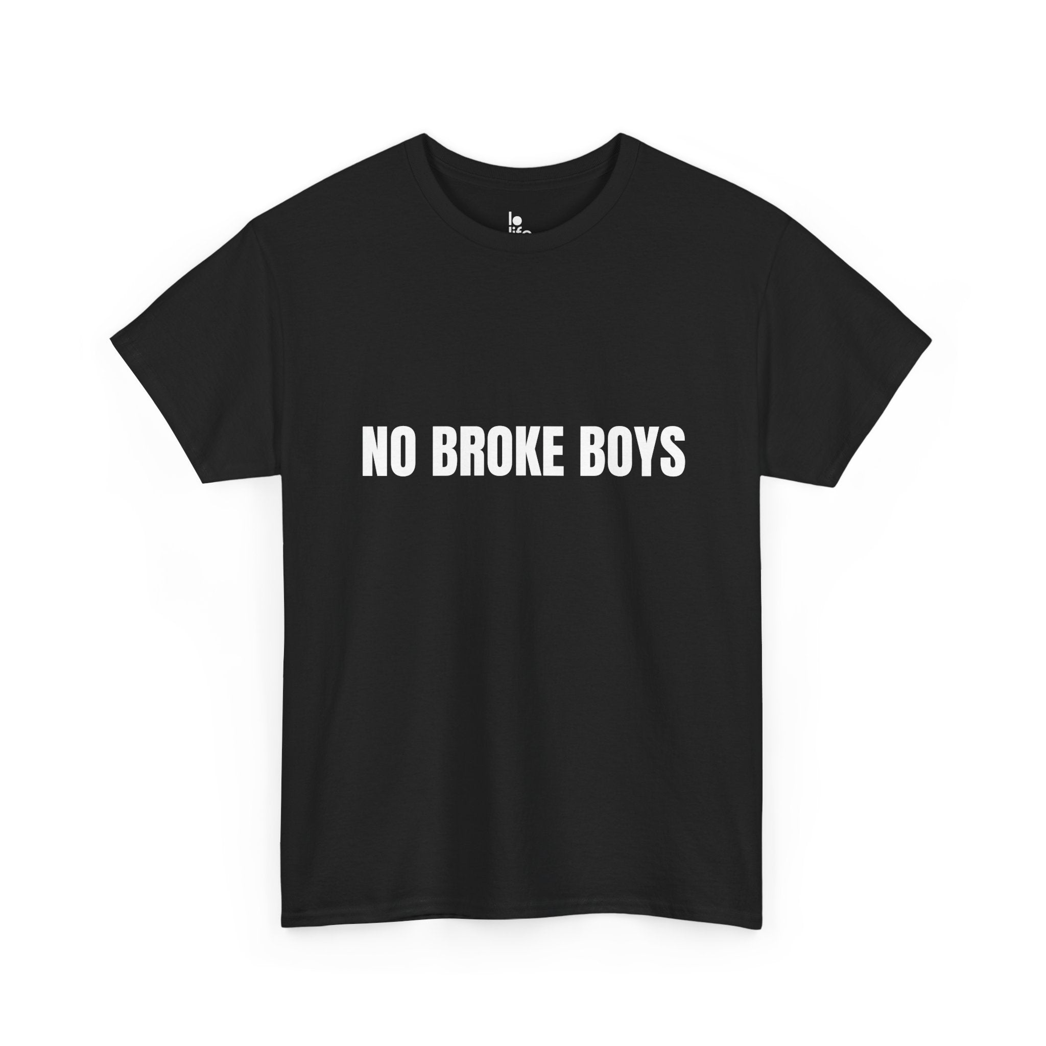 NO BROKE BOYS Humor Unisex Heavy Cotton Tee, Concert Apparel, Party Shirt, Music Lover Gift, Weekend Outfit