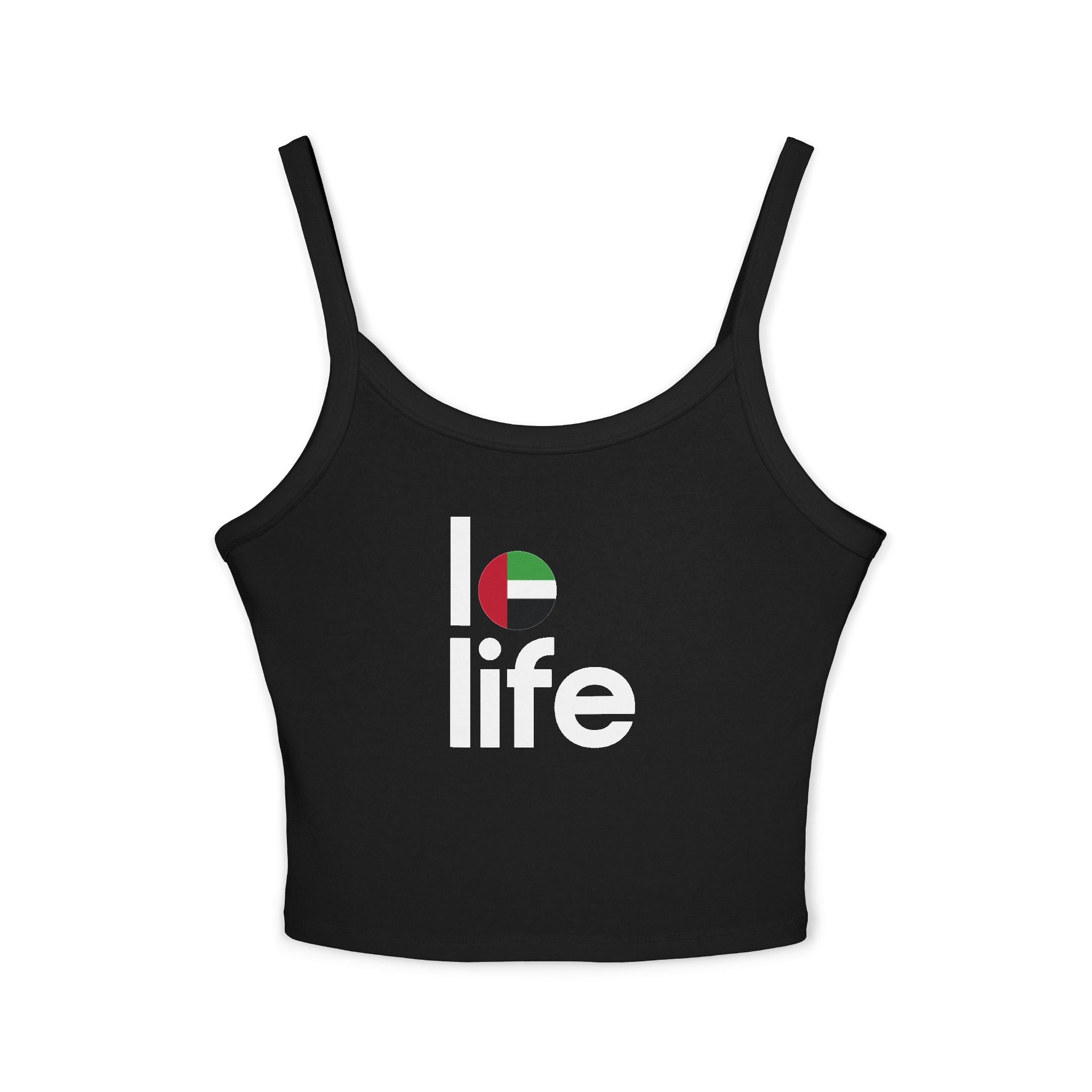 LO LIFE | UAE FLAG Women's Spaghetti Strap Tank Top | Perfect for Summer Parties, Casual Outings, Festival Wear, Unique Gift, Trendy